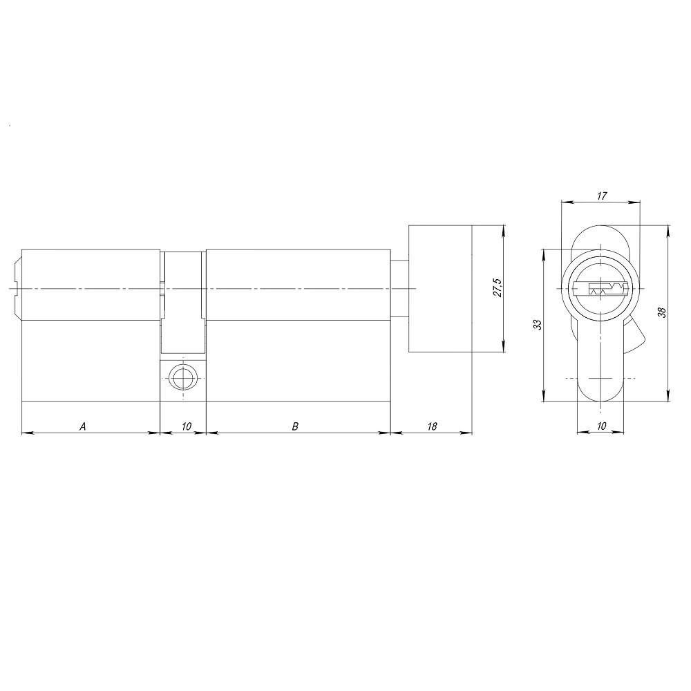 Цилиндровый Ajax (Аякс) механизм (AZ202/80) AZ2002Knob80 (30+10+40) CP хром 