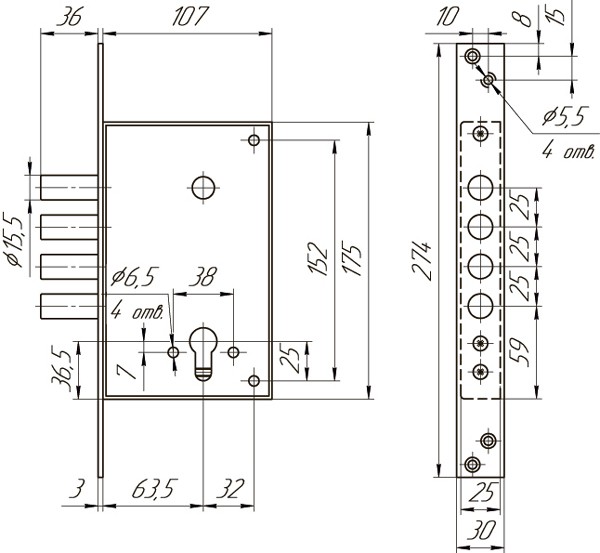 Корпус Mettem (Меттэм) врезного замка ЗВ1 711.0.0 (никель) 