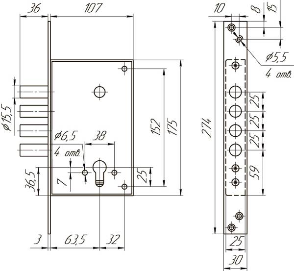 Корпус Mettem (Меттэм) врезного замка ЗВ1 711.0.0 (никель) 