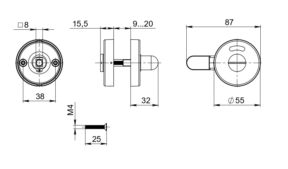 Ручка Fuaro (Фуаро) поворотная BK8.R.DSS304-button с индикатором INOX 304 