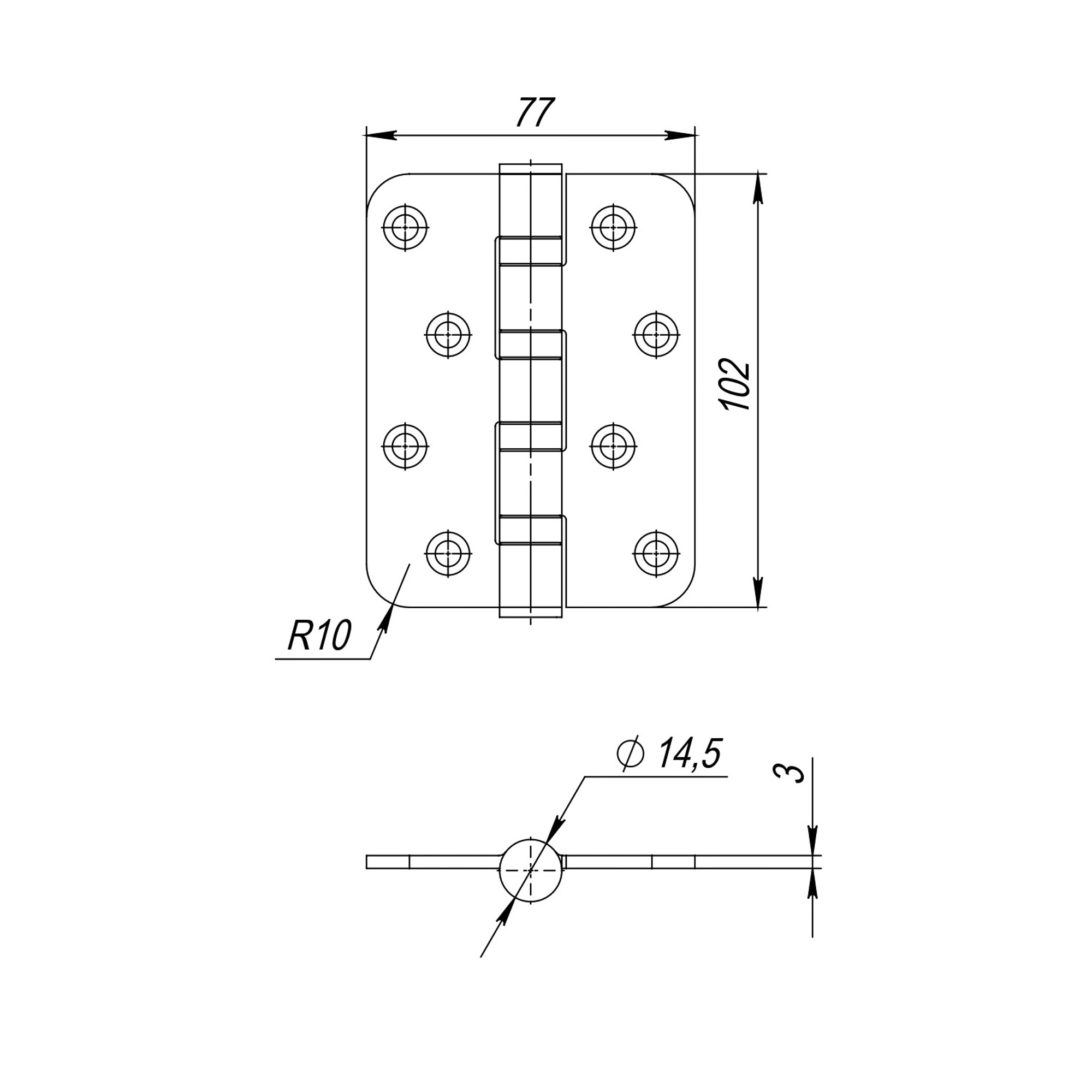 Петля Fuaro (Фуаро) из нержавейки универсальная IN4400U-R10 INOX (4BB-R10 102х76х3) Петля Fuaro (Фуаро) из нержавейки универсальная IN4400U-R10 INOX (4BB-R10 102х76х3)