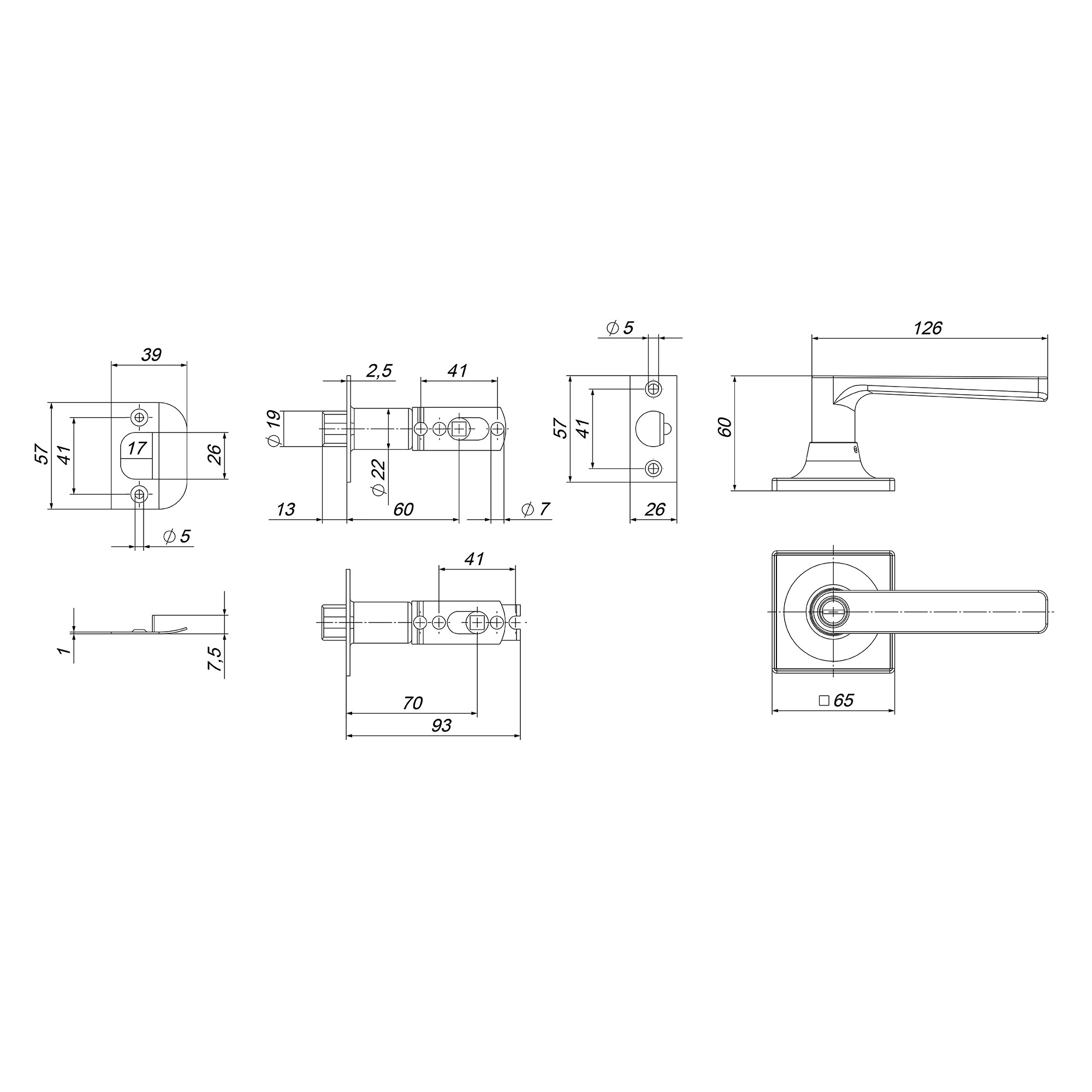 Ручка Punto (Пунто) защелка DK710/BL BL-BK (фик.) черный Ручка Punto (Пунто) защелка DK710/BL BL-BK (фик.) черный