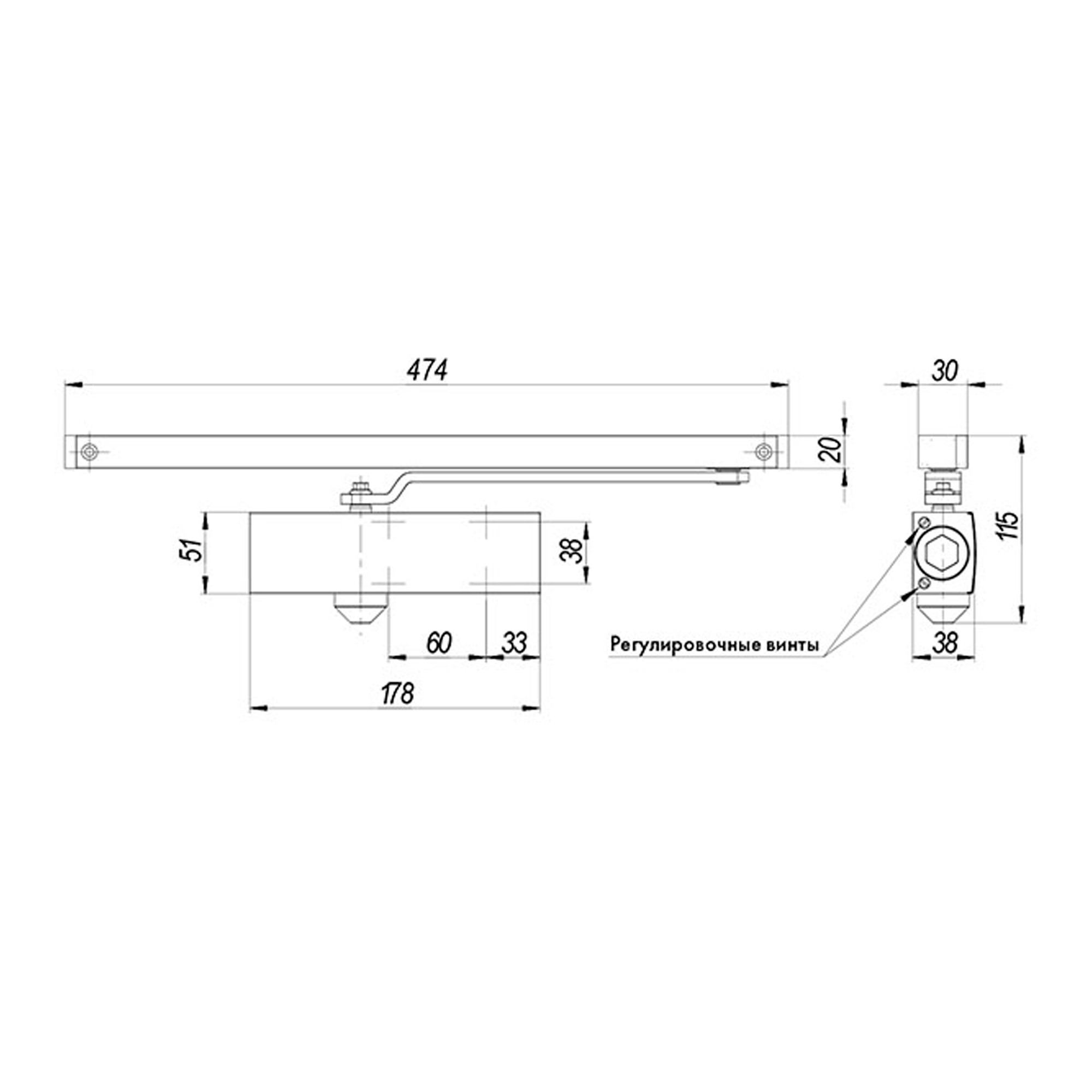Доводчик Armadillo (Армадилло) дверной со скользящей тягой DCSLIDER85 BL (черный) 