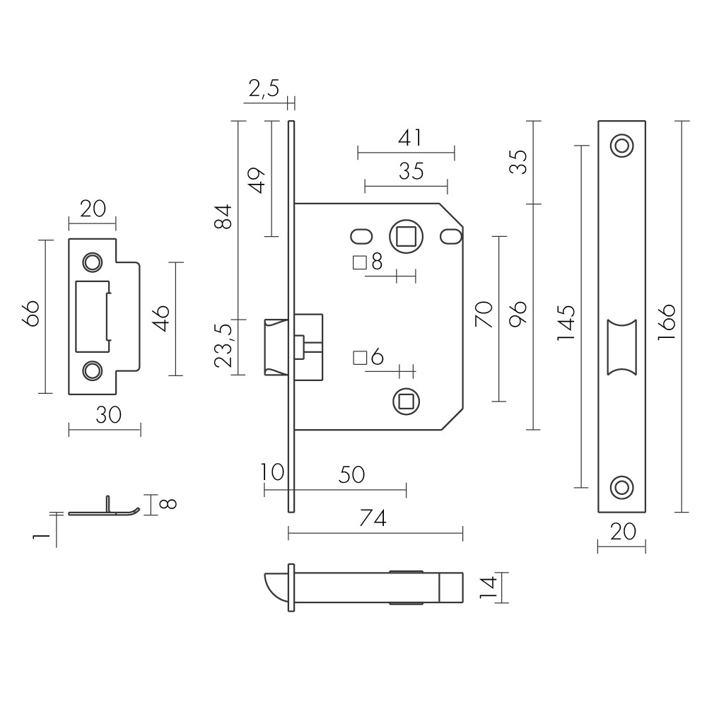 Защелка Fuaro (Фуаро) врезная PLASTP72-50 (P72-50) BL черный 