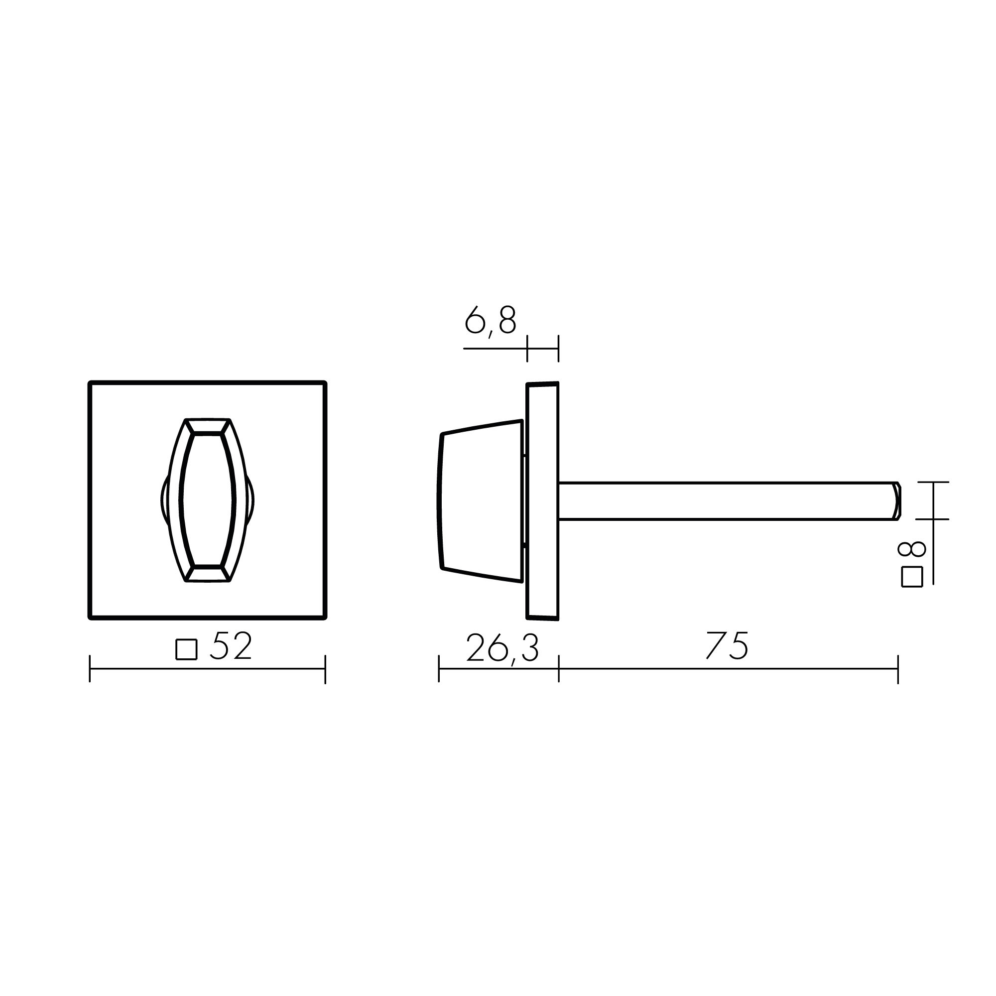 Ручка Fuaro (Фуаро) поворотная BKW8x75.K.TRG52 BL-24 черный Ручка Fuaro (Фуаро) поворотная BKW8x75.K.TRG52 BL-24 черный
