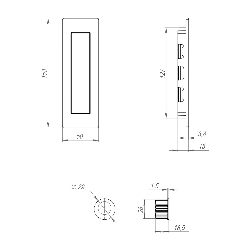 Ручка Armadillo (Армадилло) для раздвижных дверей SH.URB153.010 (SH010 URB) SN-3 матовый никель 
