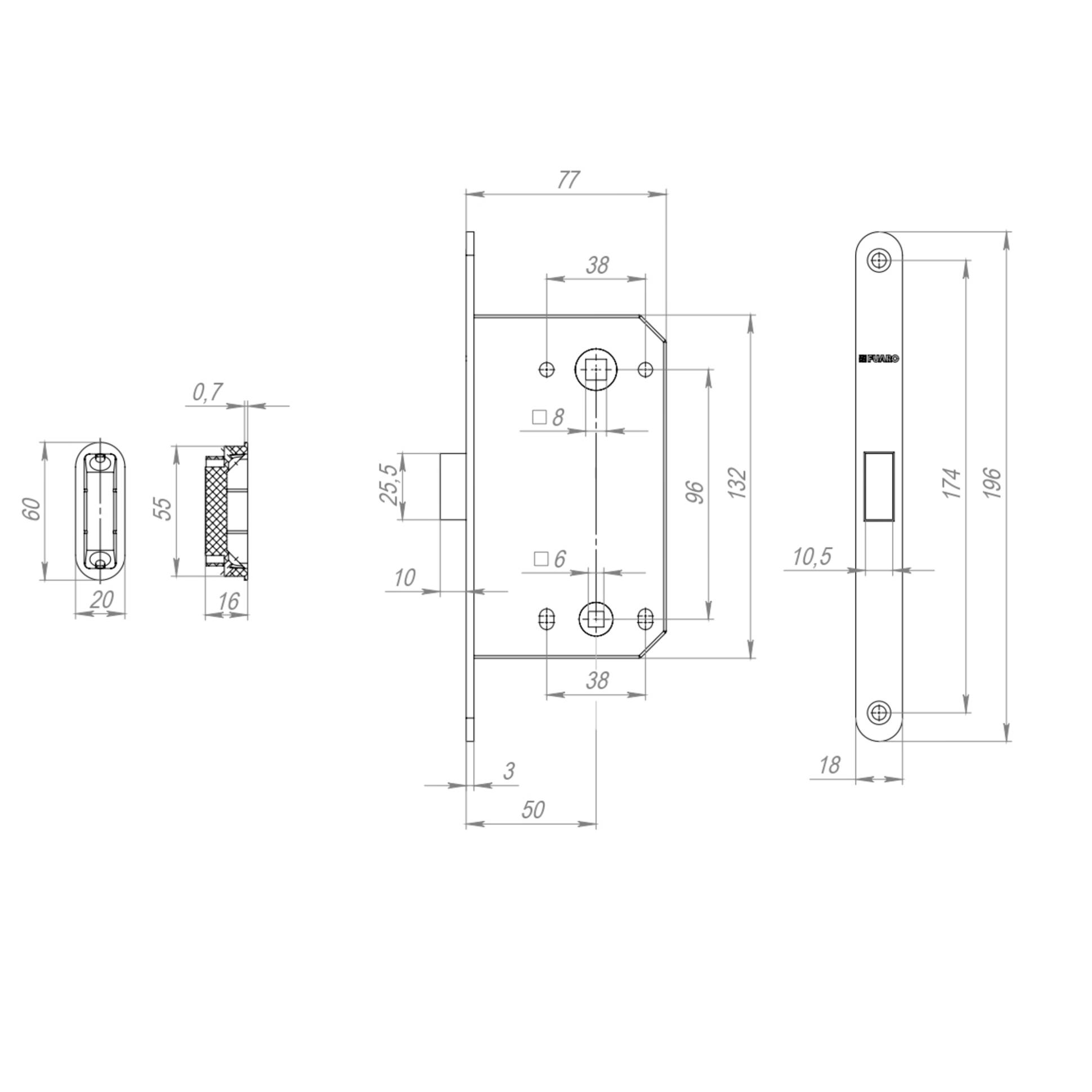 Защелка Fuaro (Фуаро) врезная магнитная MAGNM96WC-50/BL INOX BL-24 черный (блистер) 