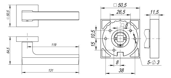 Ручка Fuaro (Фуаро) раздельная K.DM51.FLASH (FLASH DM) CP/SN-8 хром/матовый никель 