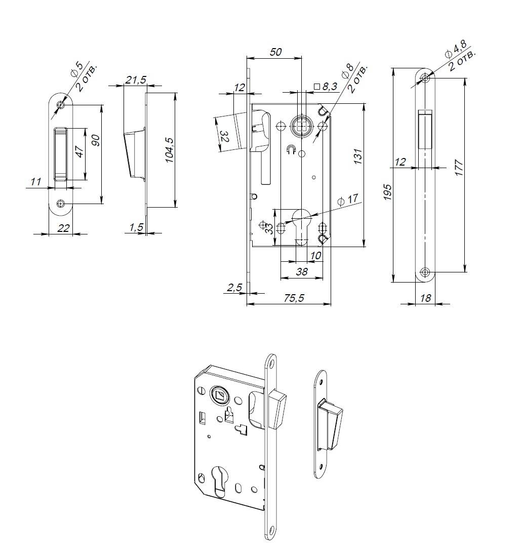 Корпус Fuaro (Фуаро) замка MAGN5300-M-C (5300-M-C) SN мат.никель 