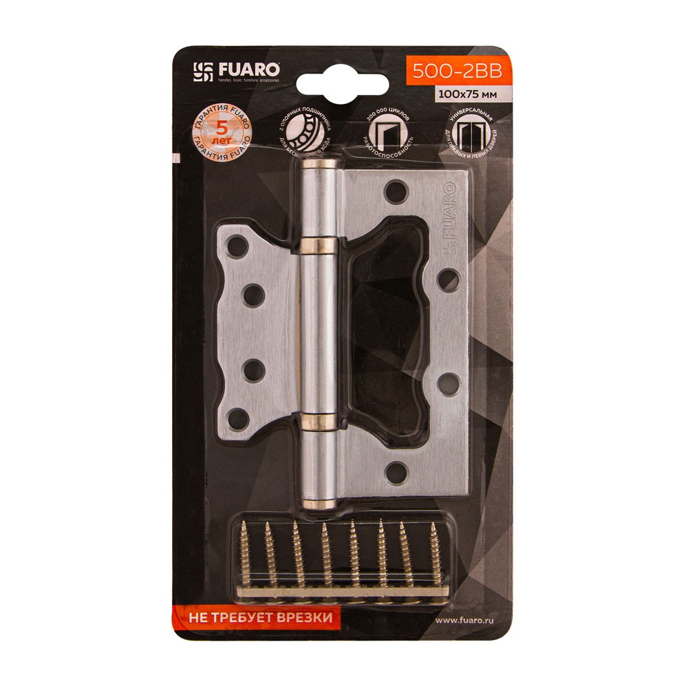 Петля Fuaro (Фуаро) универсальная без врезки IN4500W-BL WP (500-2BB/BL 100x2,5) белый жемчуг БЛИСТЕР 