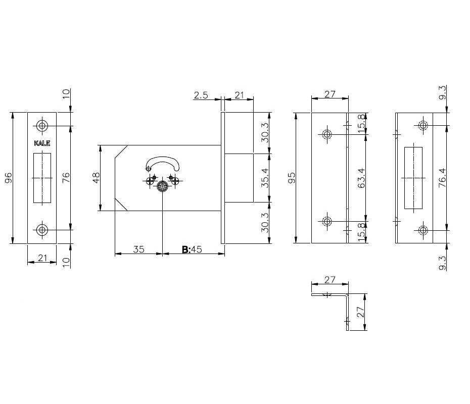 Замок Kale kilit (Кале килит) врезной крестообразный 156/F (45 mm), 3 кл. Замок Kale kilit (Кале килит) врезной крестообразный 156/F (45 mm), 3 кл.
