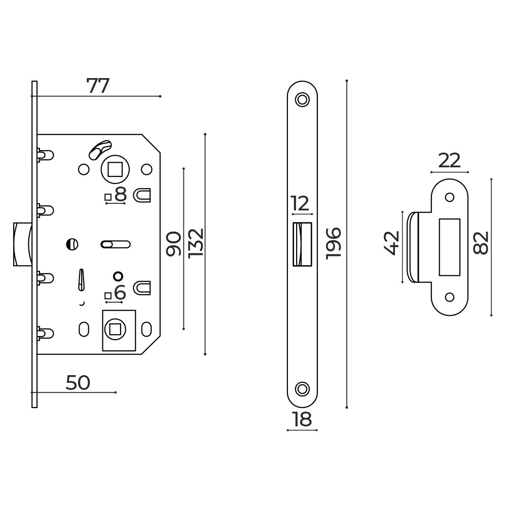 Защелка Ajax (Аякс) врезная METLM90-50 GR графит Защелка Ajax (Аякс) врезная METLM90-50 GR графит