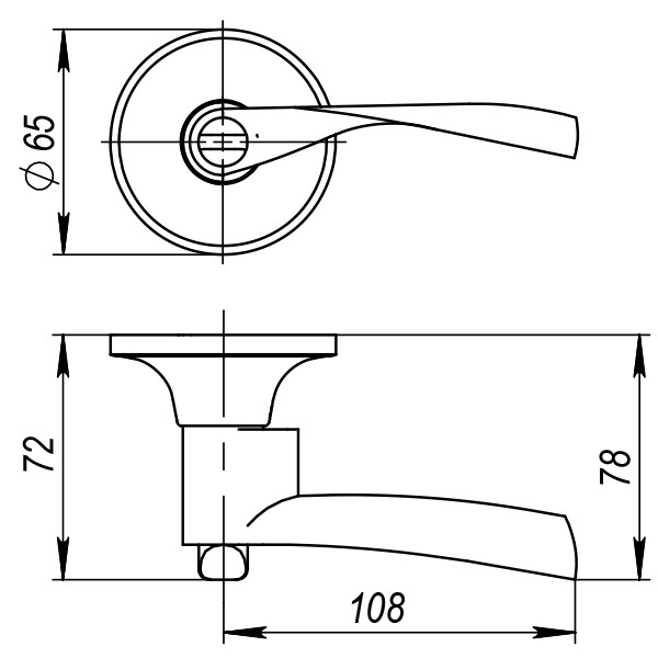 Ручка Ajax (Аякс) защелка DK610 SN-PS (6010 SN-P) (без фик.) мат. никель 