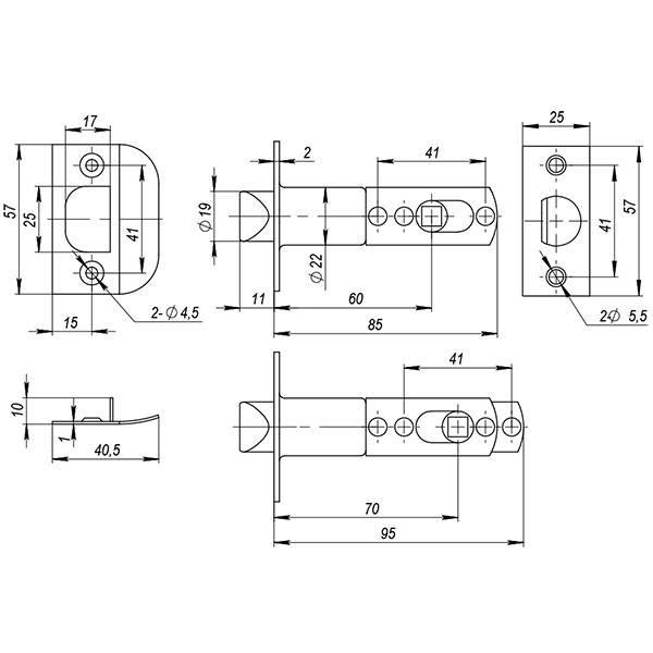 Ручка Ajax (Аякс) защелка DK610 SN-PS (6010 SN-P) (без фик.) мат. никель 