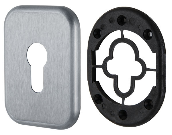 Декоративная Armadillo (Армадилло) Квадратная накладка на цилиндр ET-DEC SQ (ATC Protector 1) SC-14 Матовый хром 