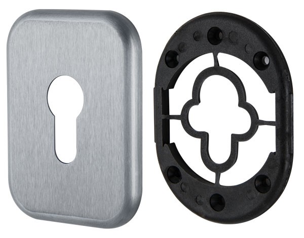 Декоративная Armadillo (Армадилло) Квадратная накладка на цилиндр ET-DEC SQ (ATC Protector 1) SC-14 Матовый хром 