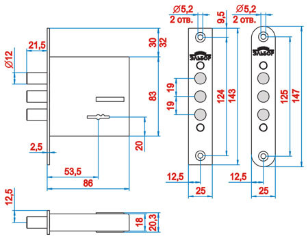 Замок Elbor (Эльбор) врезной сувальдный Кремень 1.04.06.К, 5 кл. /28964/ 