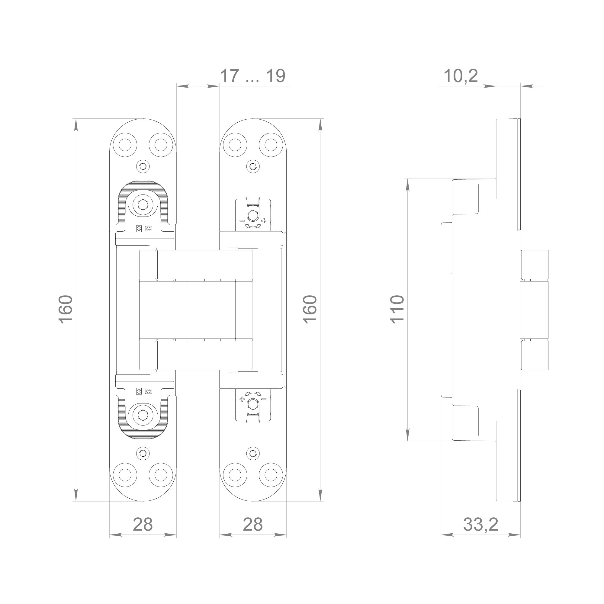 Петля Armadillo (Армадилло) скрытой установки U3D3400.TG BL черный TECH 