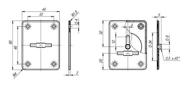 Накладка Fuaro (Фуаро) на сувальдный замок ESC.S-lift+S/K.set (ESC081/082) мат.никель (2шт.) 