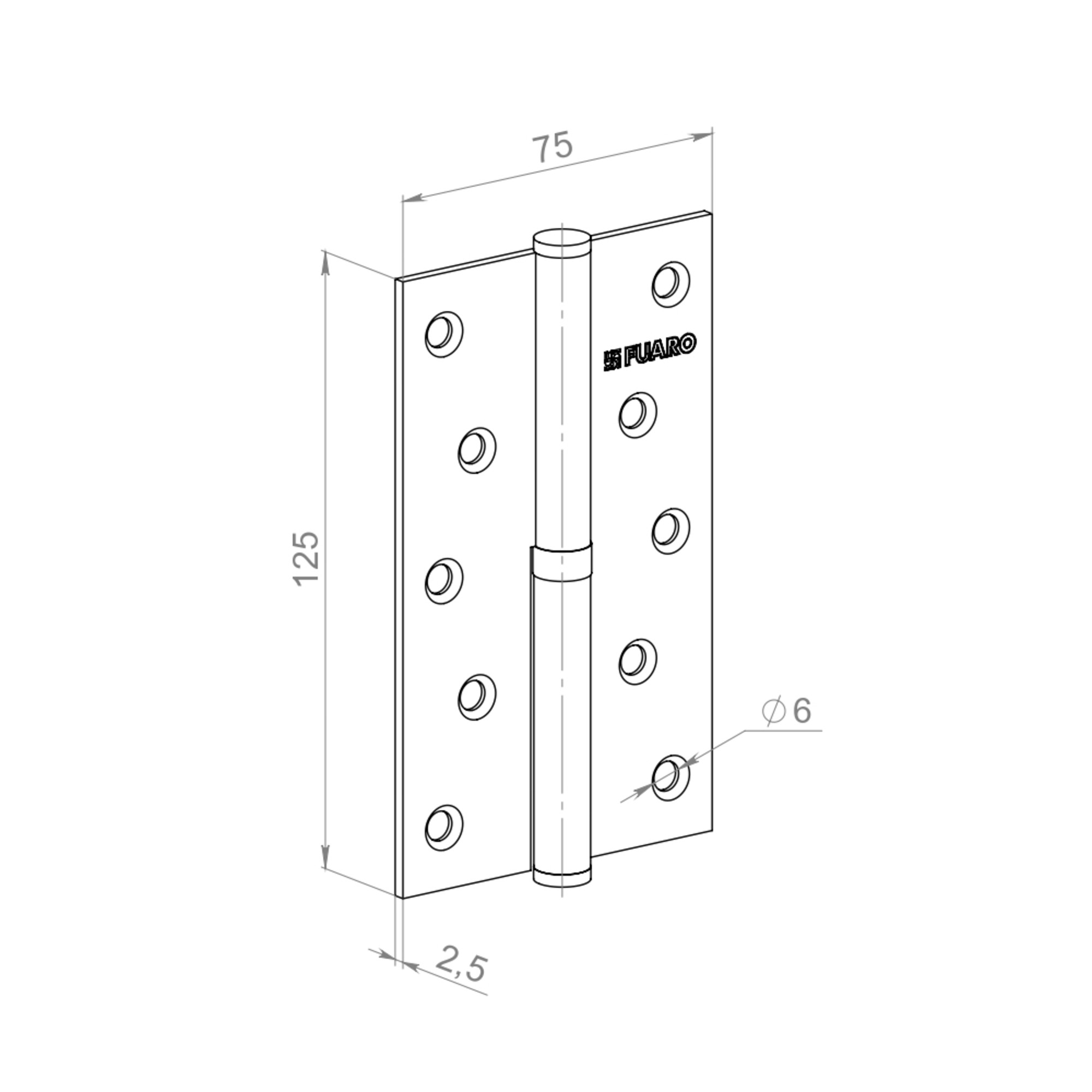 Петля Fuaro (Фуаро) съемная IN5430SR-BL GR правая (413/BL-5 125x75x2,5) графит БЛИСТЕР Петля Fuaro (Фуаро) съемная IN5430SR-BL GR правая (413/BL-5 125x75x2,5) графит БЛИСТЕР
