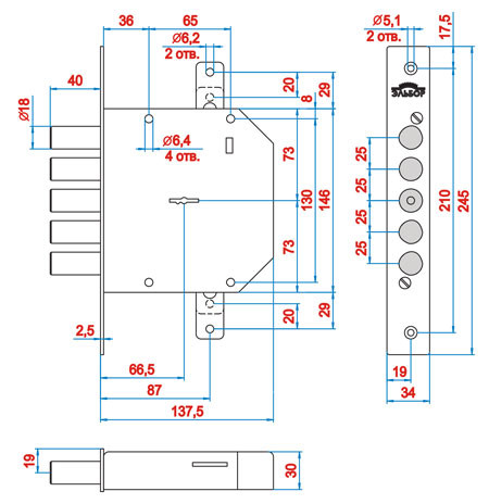 Замок Elbor (Эльбор) врезной сувальдный Гранит 1.06.01, 5 кл. /00405/ Замок Elbor (Эльбор) врезной сувальдный Гранит 1.06.01, 5 кл. /00405/