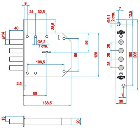 Замок Elbor (Эльбор) врезной сувальдный Базальт 1.05.01, 5 кл. /00394/ 