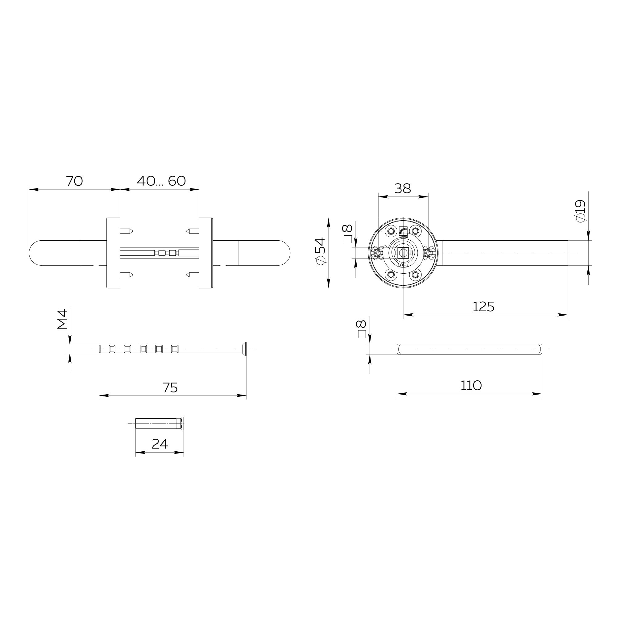 Ручка Fuaro (Фуаро) раздельная R.DSS201-0201/19 (DSS-0201/19) INOX 201 