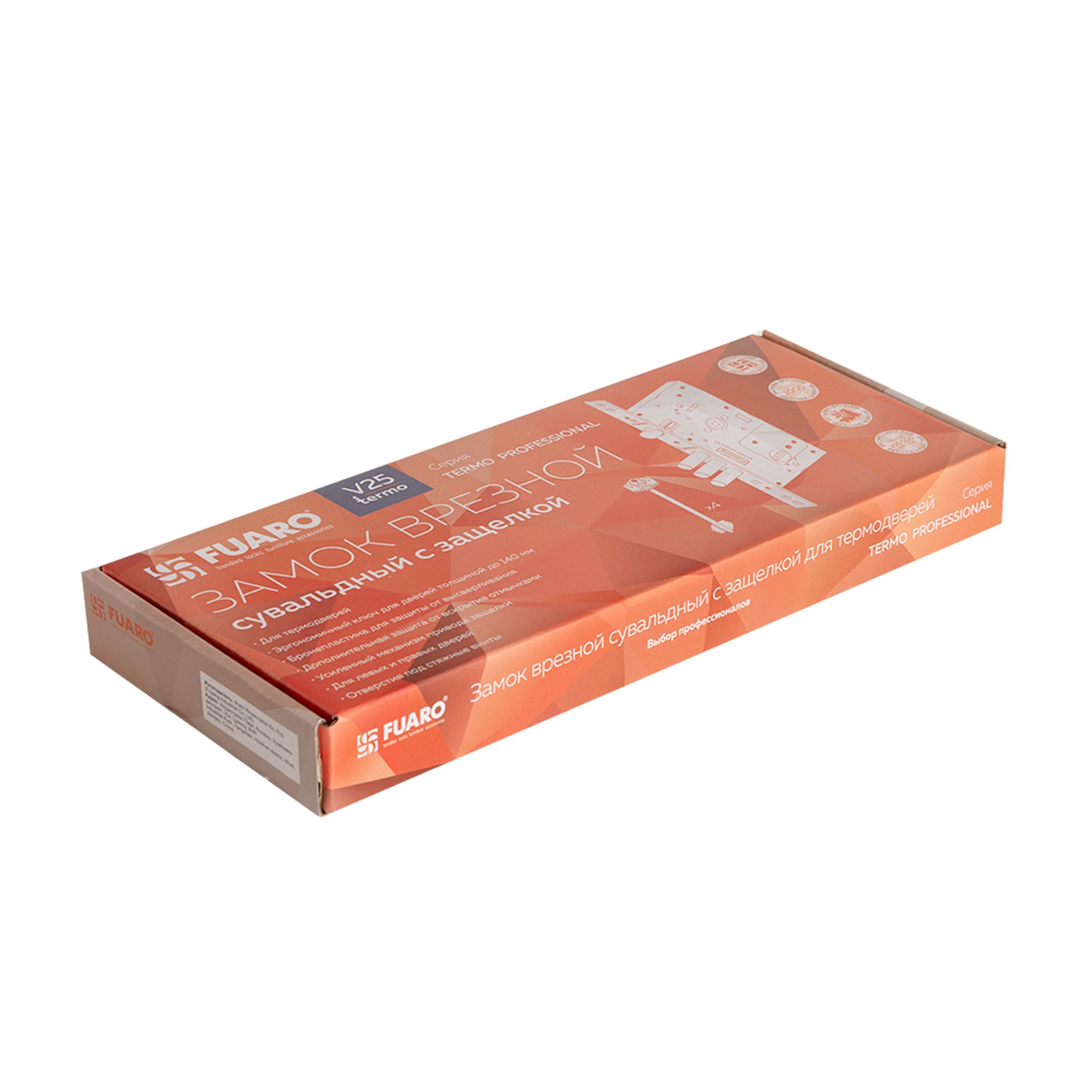 Замок Fuaro (Фуаро) врезной сувальдный TERMO MDV25/S-60.85.3R16 4 key (ключ удл. 120/75 мм) 