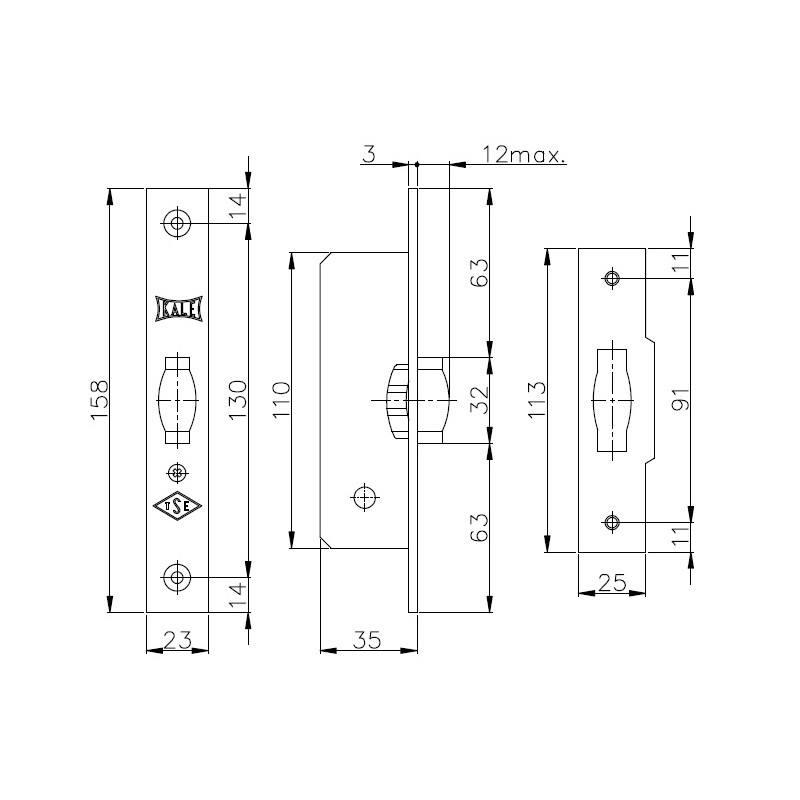 Защелка Kale kilit (Кале килит) врезная ролик 155/B (35 mm) (латунь) Защелка Kale kilit (Кале килит) врезная ролик 155/B (35 mm) (латунь)
