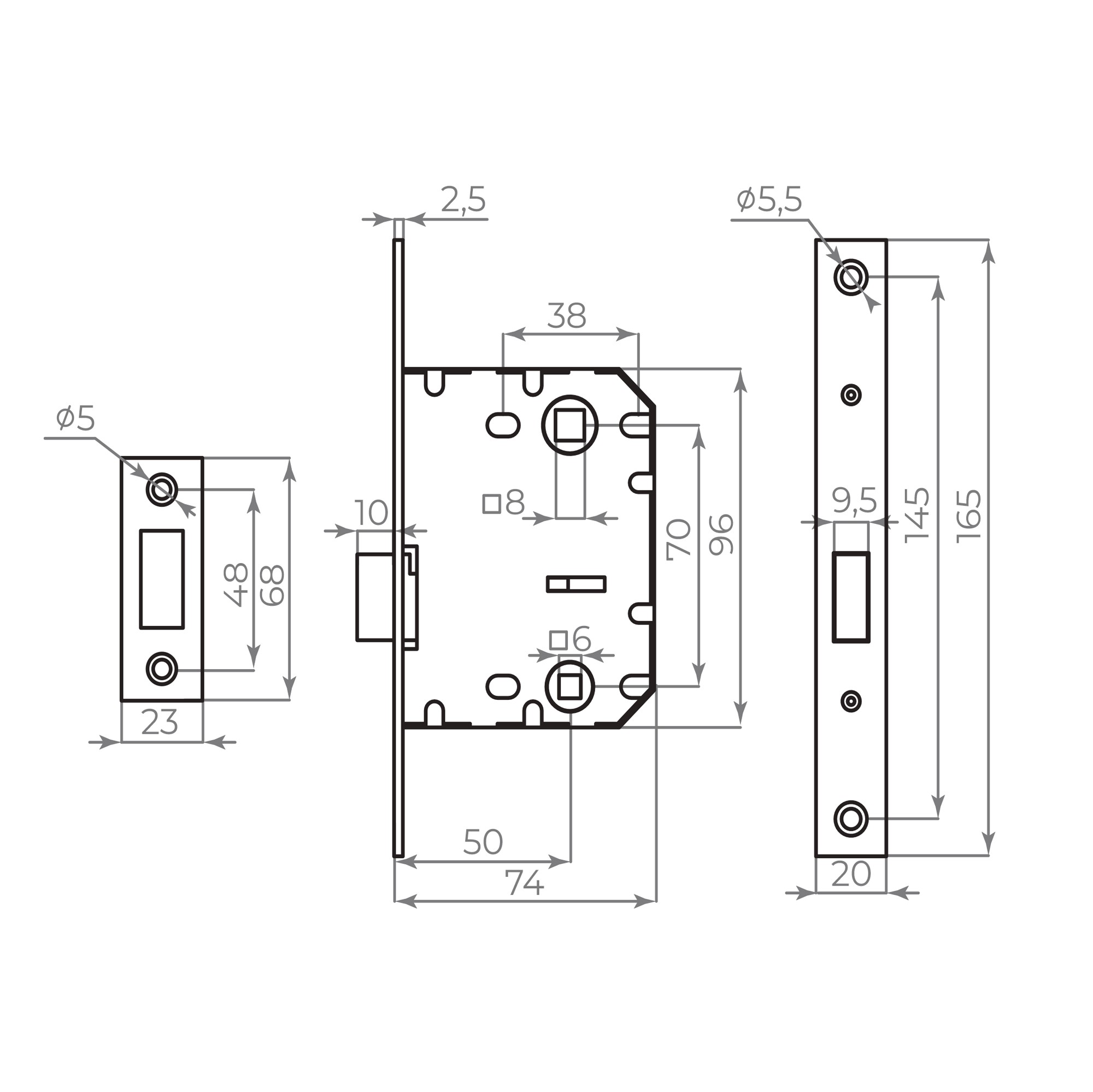 Защелка Ajax (Аякс) врезная MAGNLN72-50 GR графит Защелка Ajax (Аякс) врезная MAGNLN72-50 GR графит