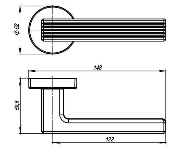 Ручка Armadillo (Армадилло) раздельная R.URB52.LINE (LINE URB6) BL-26 черный 