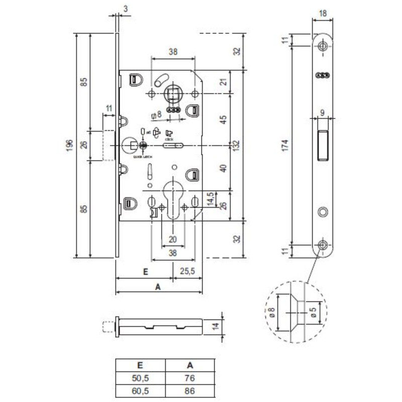 Корпус AGB (АГБ) замка магнит. под цил. MEDIANA POLARIS B06103.50.34.567 с отв. планк B02402.05 (мат хр) 