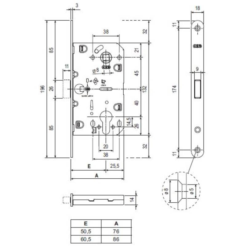 Корпус AGB (АГБ) замка магнит. под цил. MEDIANA POLARIS B06103.50.34.567 с отв. планк B02402.05 (мат хр) 