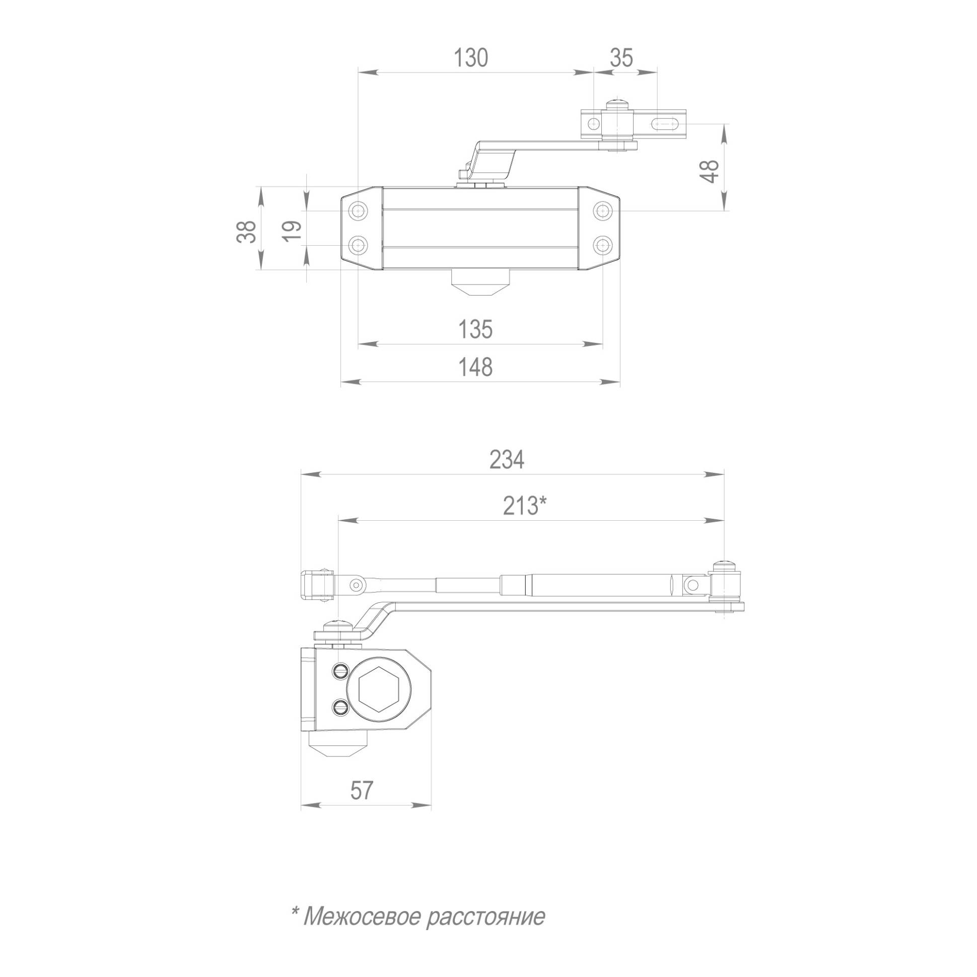Доводчик Fuaro (Фуаро) дверной DC20-2 (DC-202) BL до 45 кг (черный) 