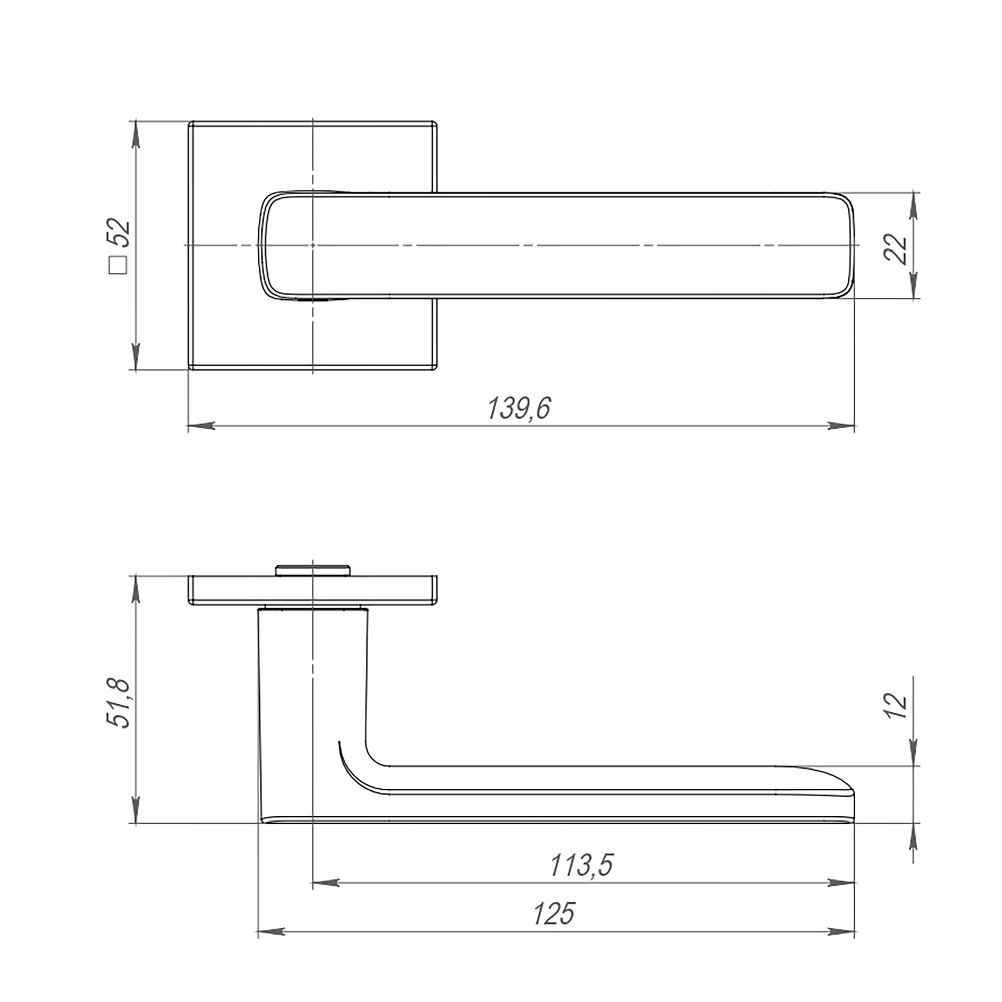 Ручка Punto (Пунто) раздельная K.ARC.Q52.VIVA BL-24 черный 