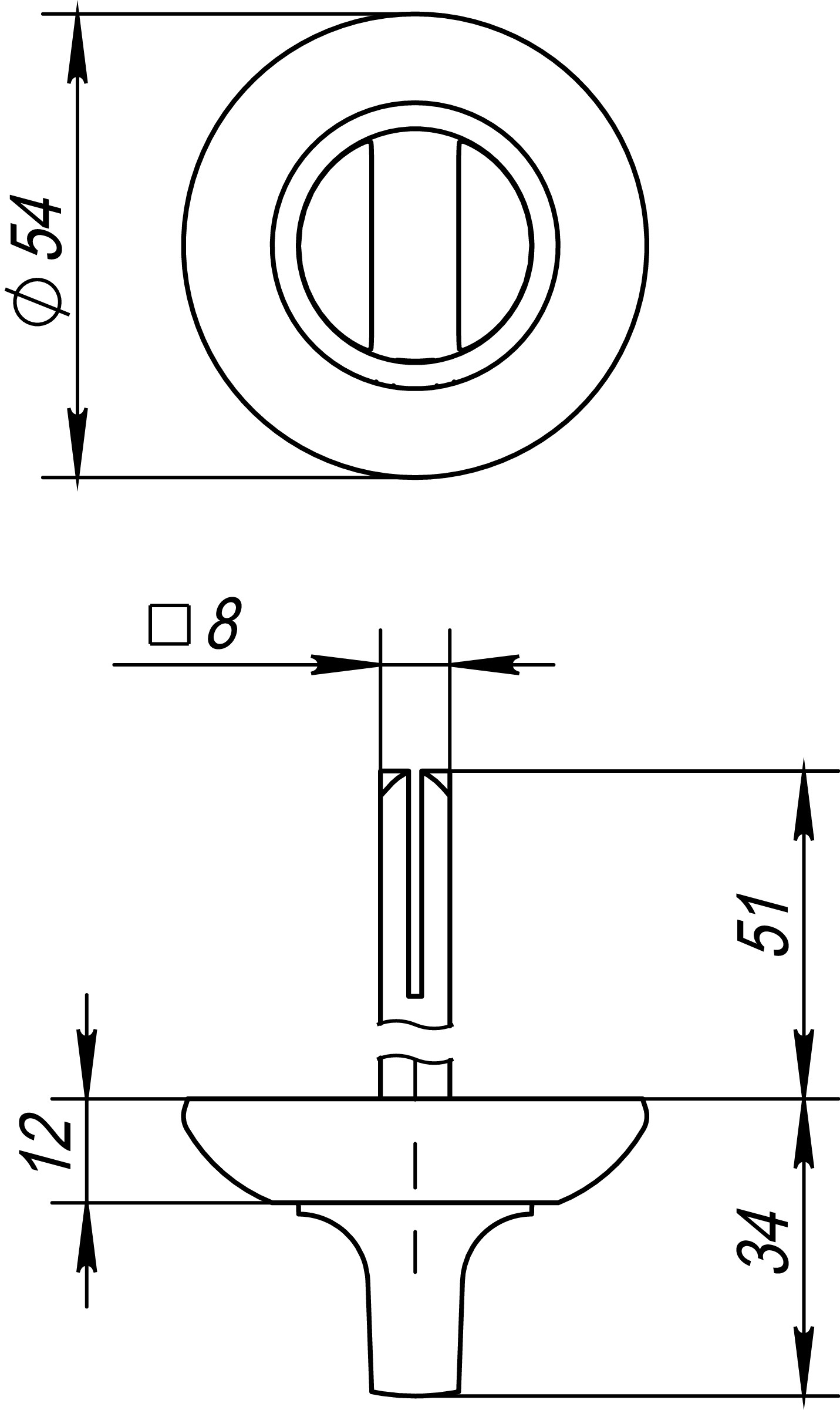 Ручка Fuaro (Фуаро) поворотная BKW8.R.RM54 (BKW8 RM) CP-8 хром 