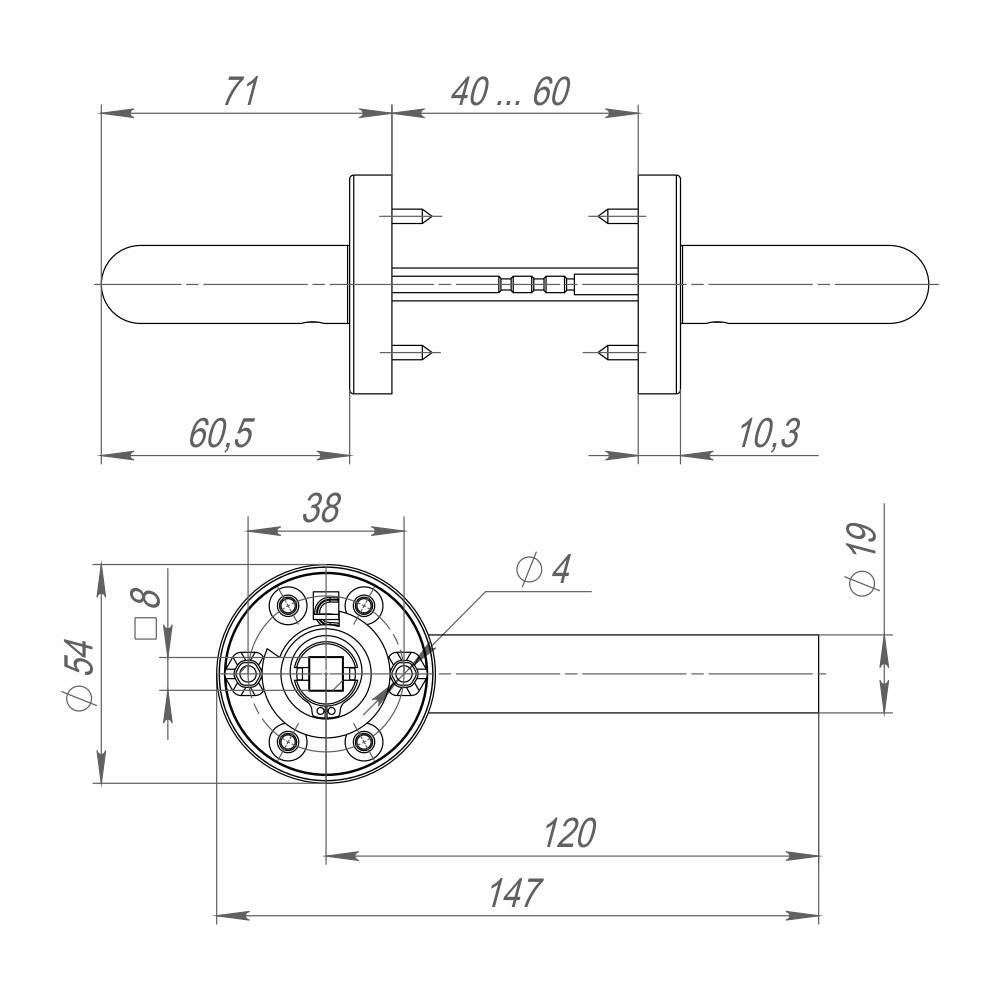 Ручка Fuaro (Фуаро) раздельная R.DSS201-0204/19 (INOX 201) BLACK 