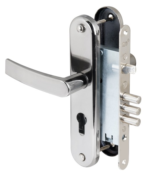 Корпус Sam (Сам) врезного замка с защёлкой в комплекте с ручкой ЗВ4-31/55 РФ55-022 (черн жемчуг) /78927/ 