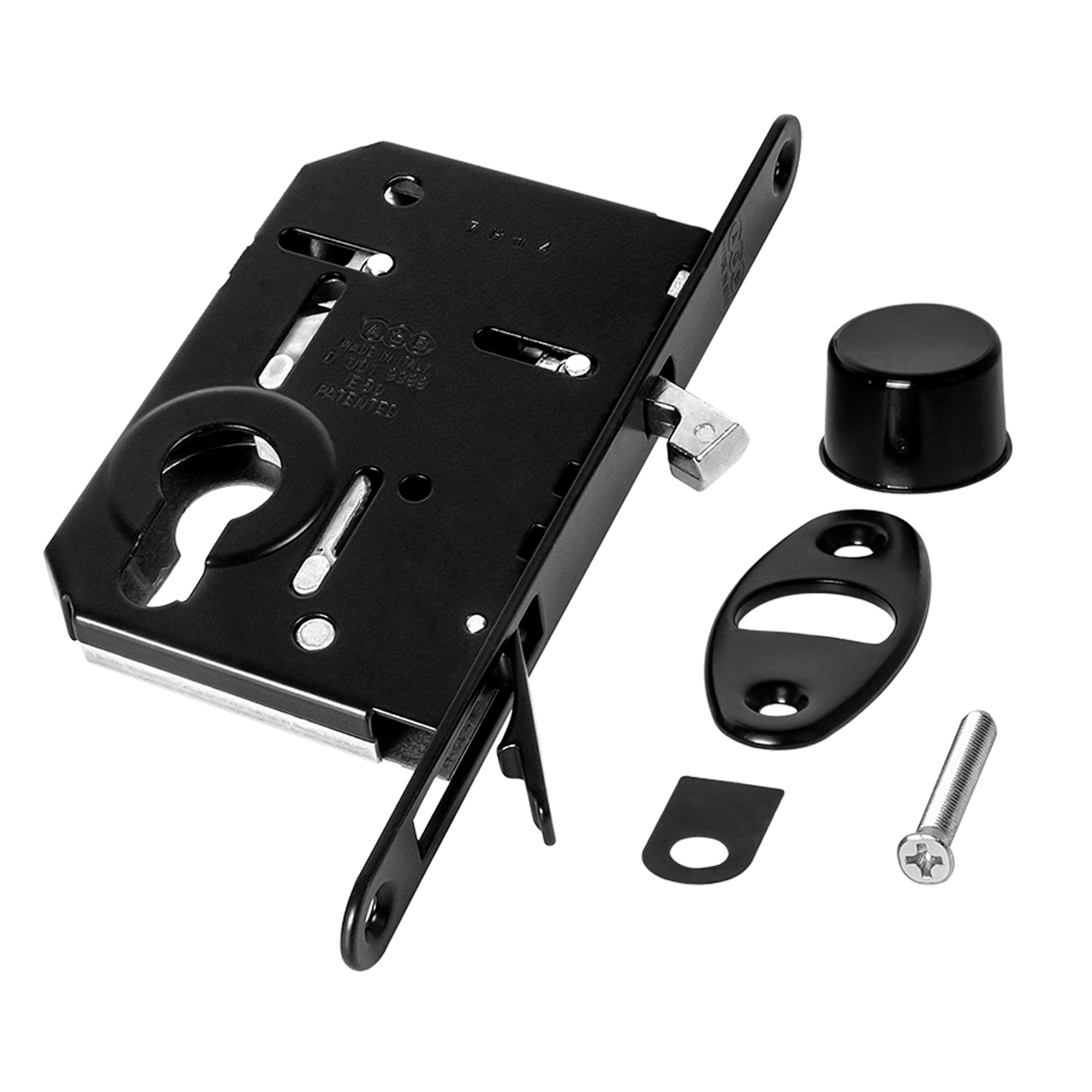 Корпус AGB (АГБ) врезного замка под цилиндр для раздвижных дверей SCIVOLA TRE B08982.50.93 (черный) 