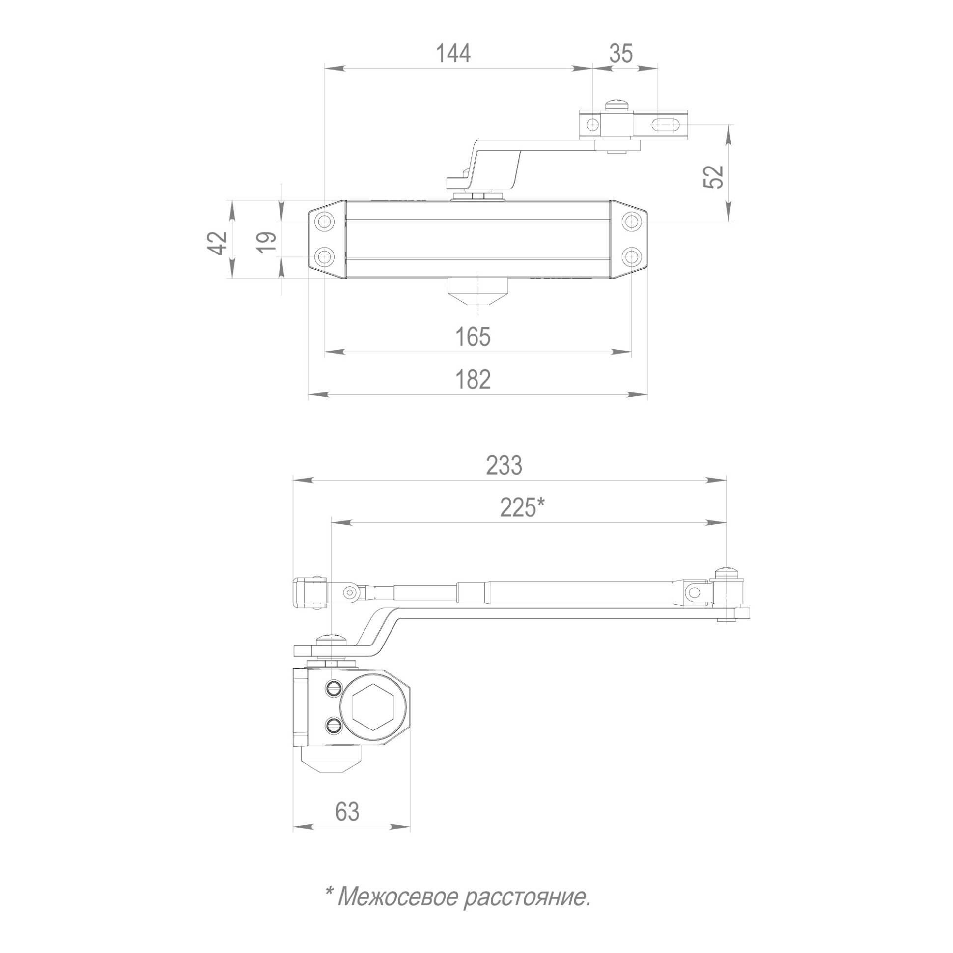 Доводчик Fuaro (Фуаро) дверной DC20-3 (DC-203) BL до 65 кг (черный) 
