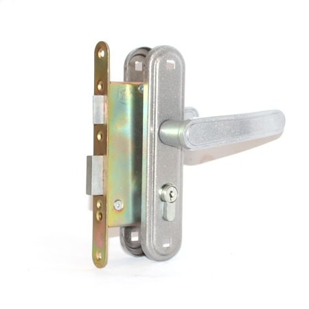 Замок Zenit (Зенит) врезной цилиндровый с защёлкой в комплекте с ручкой ЗВ4-3.03 (бриллиант), 4 кл. 