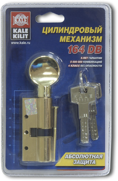 Цилиндровый механизм Kale kilit (Кале килит) с вертушкой 164 DBM-E/70 (30+10+30) mm никель 5 кл. 