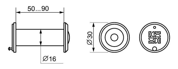 Глазок Fuaro (Фуаро) дверной, оптика пластик DV 3/90-50/Z (VIEWER 3 DVZ) CP хром 