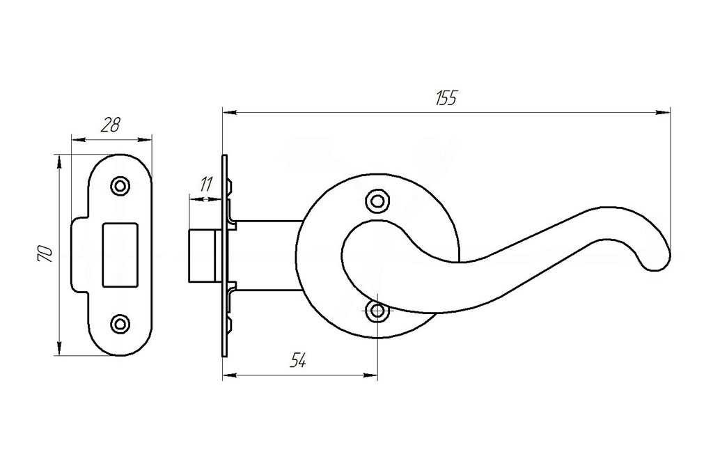 Защелка Zenit (Зенит) ЗЩ2.02 (медь) 