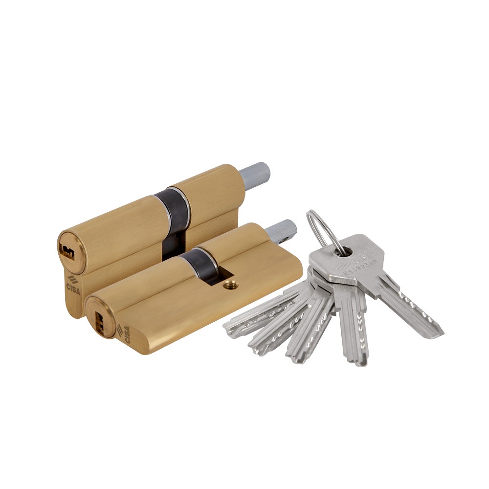 Цилиндровый механизм Cisa (Чиза) под вертушку ASIX OE302-28.00 (75 мм/30+10+35), ЛАТУНЬ 