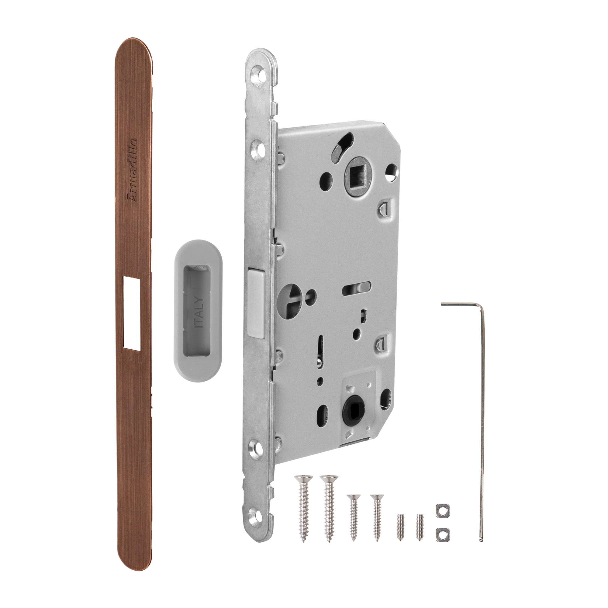 Магнитная Armadillo (Армадилло) защелка WC с ответной планкой GRAVITY.PRO G01.196.50.96 AC медь 