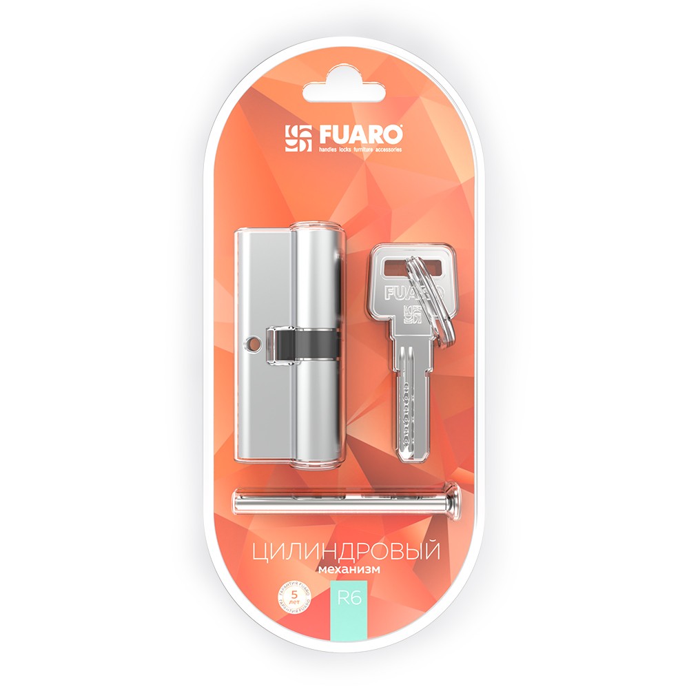 Цилиндровый Fuaro (Фуаро) механизм (R600/90) R6000Key90(50+10+30)-BL CP хром /блистер 5Key 
