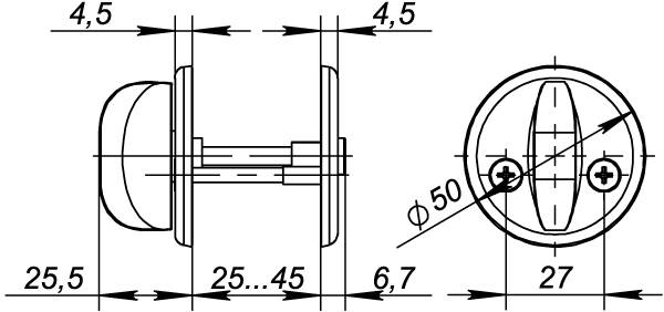 Ручка Fuaro (Фуаро) поворотная BK5x60.R.FIN001 (WC-001-CP) CP хром 