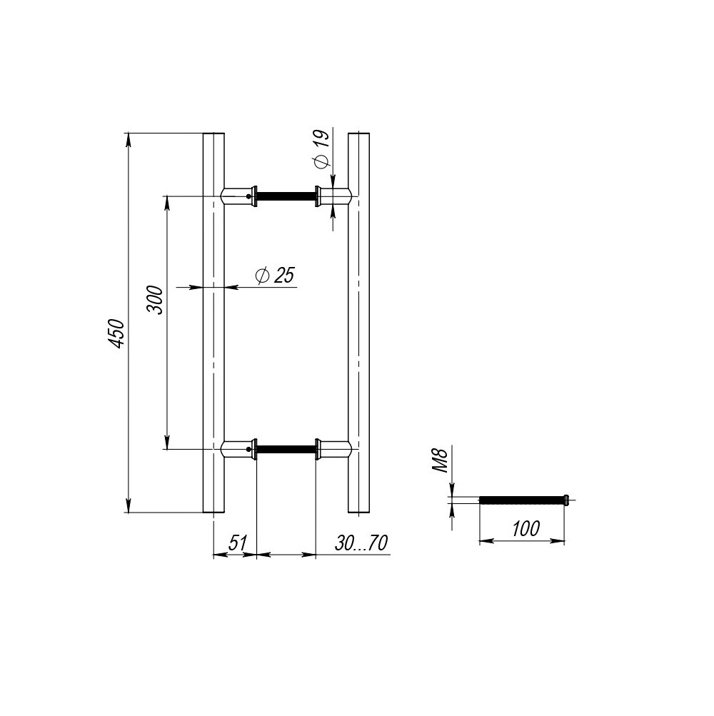 Ручка-скоба Fuaro (Фуаро) PULL.PH25/300.22 INOX 201 (PH-22-25/300-INOX) 
