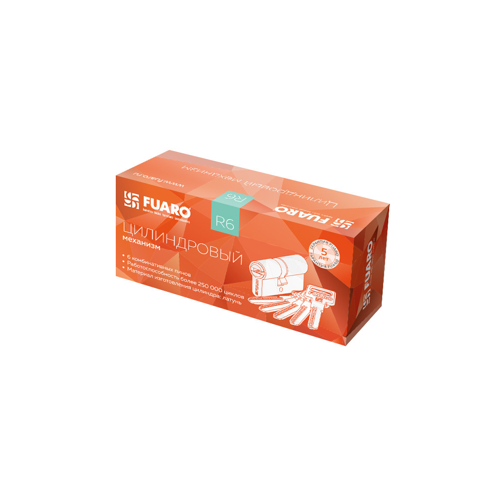 Цилиндровый Fuaro (Фуаро) механизм (R602) R6002Knob68(26+10+32) CP хром 5Key с вертушкой 